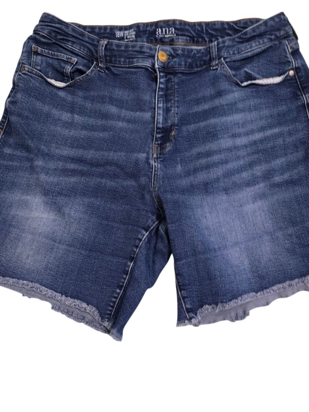 Set of 2 ANA Womens High-Rise Denim Shorts 18W and 20W Frayed  Stretch 8" Inseam - Picture 7 of 12